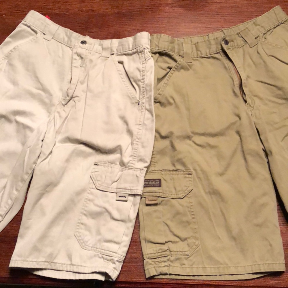 2 Pair Wrangler Khaki Cargo Shorts